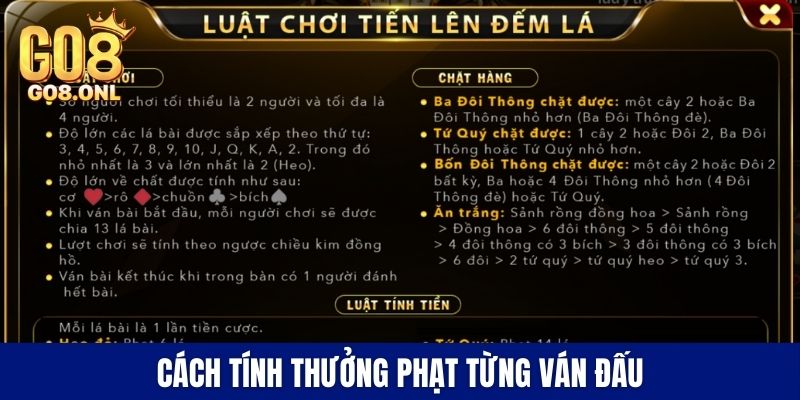 Cách tính thưởng phạt từng ván đấu